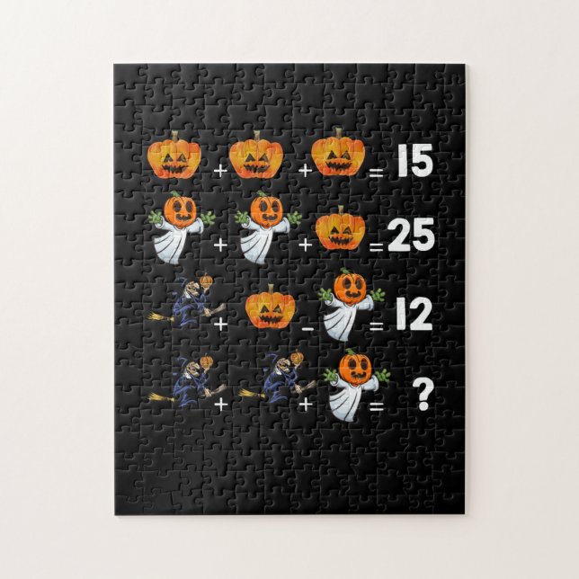 Puzzle Ecuaciones matemáticas de Halloween para profesore (Vertical)