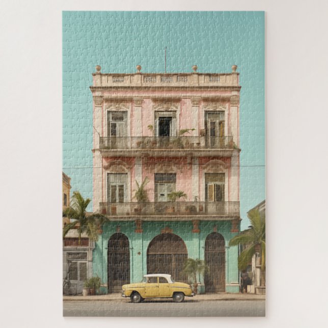Puzzle Edificio colonial auto amarillo La Habana Cuba (Vertical)