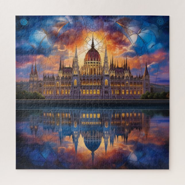 Puzzle Edificio del Parlamento estilizado en Budapest (Vertical)