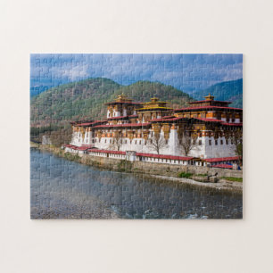 Puzzle Edificio Dzong junto al río