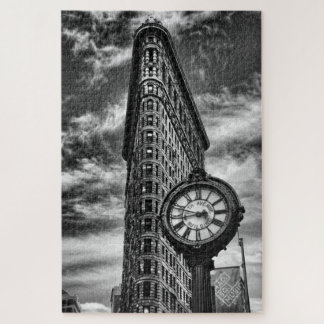 Puzzle Edificio Flatiron y reloj en blanco y negro