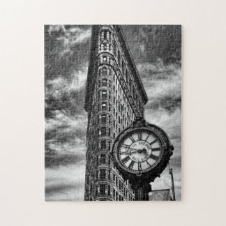 Puzzle Edificio Flatiron y reloj en blanco y negro