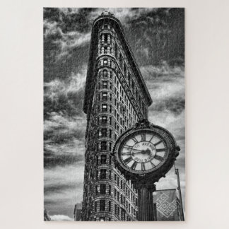 Puzzle Edificio Flatiron y reloj en blanco y negro