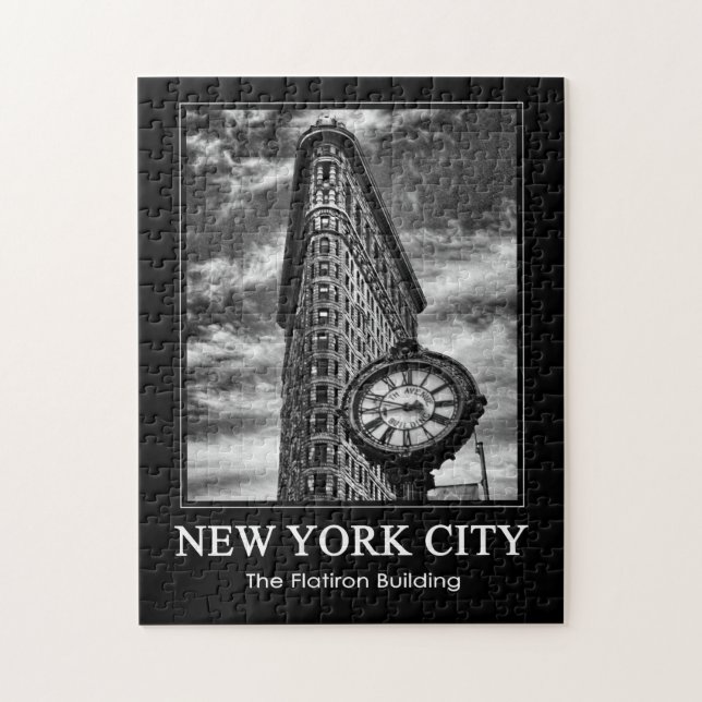Puzzle Edificio Flatiron y reloj en blanco y negro 1C (Vertical)