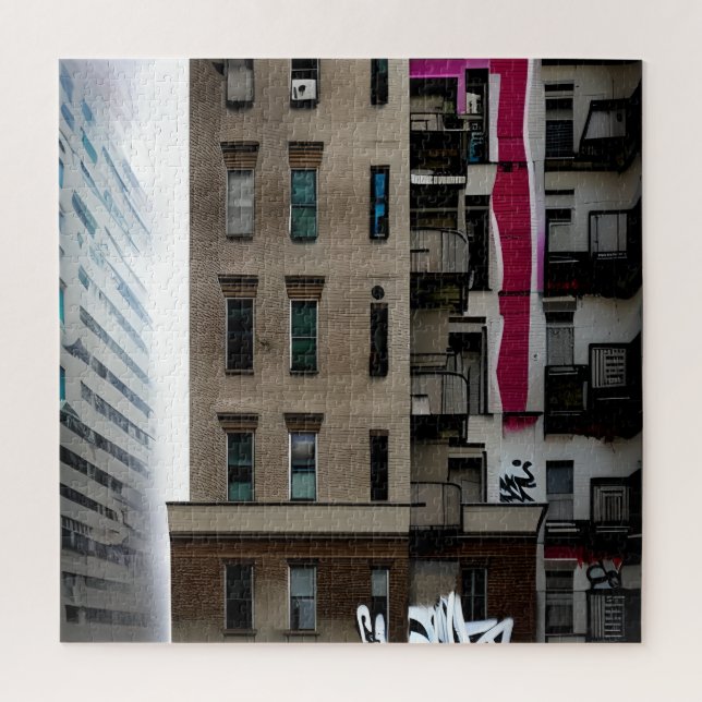 Puzzle Edificios abandonados de la ciudad con grafitis (Vertical)