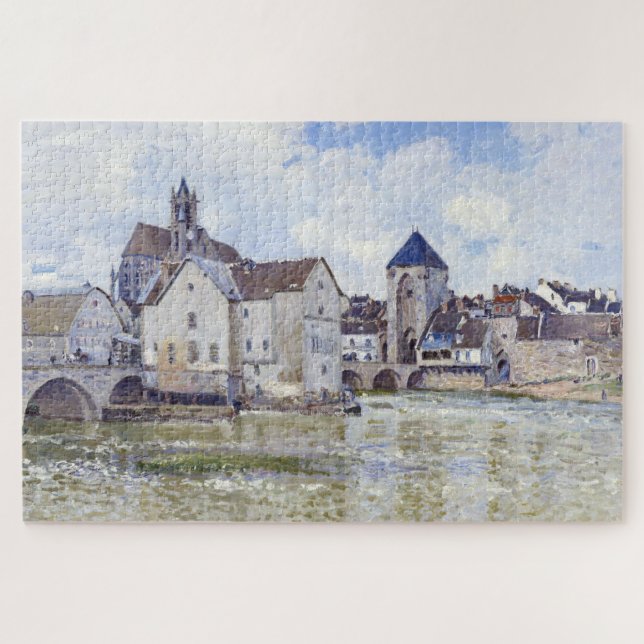 Puzzle Edificios de Alfred Sisley y puentes con agua (Horizontal)