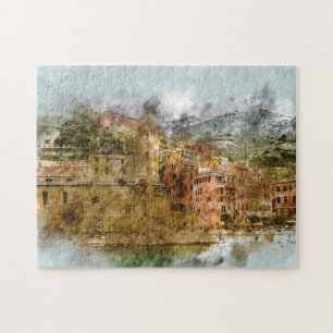 Puzzle Edificios de la costa de Cinque Terre Italy Beach