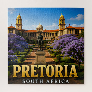 Puzzle Edificios de la Unión de Pretoria y flores de jaca