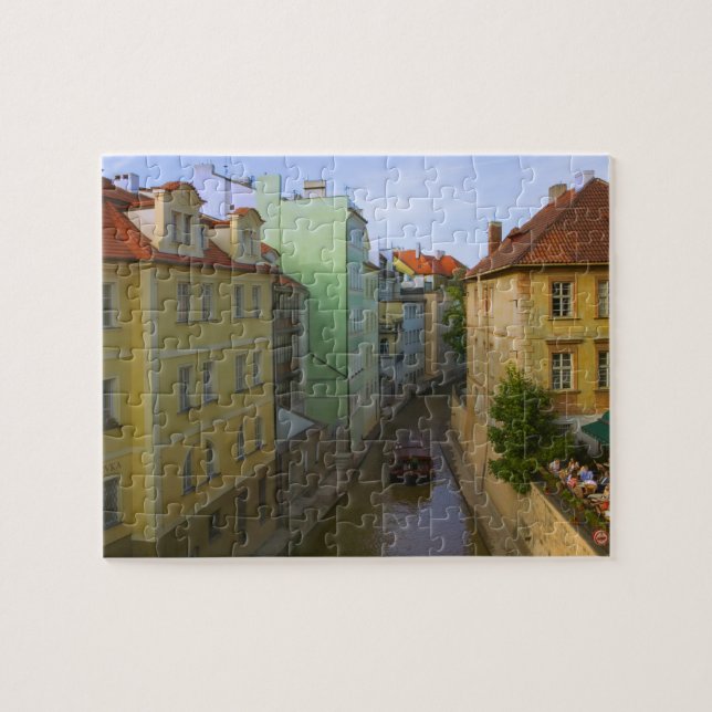 Puzzle Edificios históricos con canal, Praga, Checa (Horizontal)