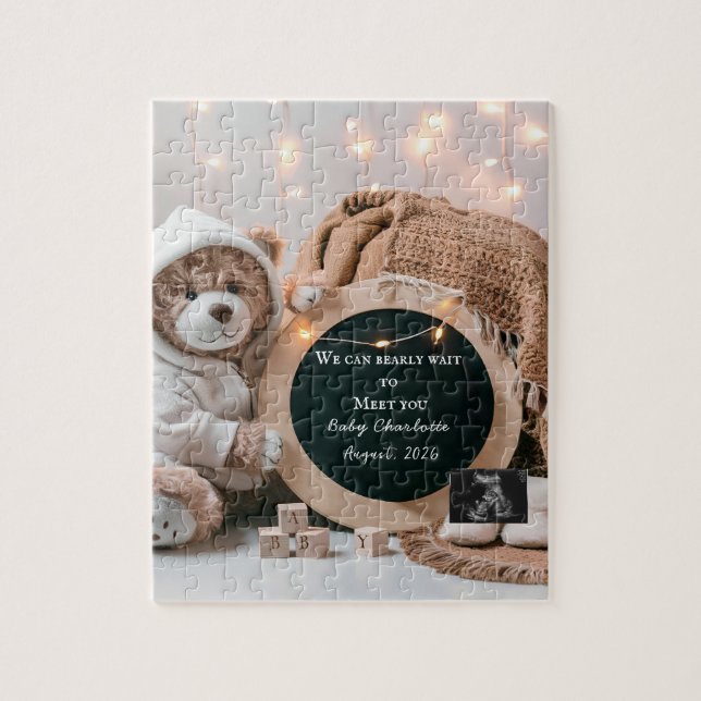 Puzzle Editable neutral pregnancy announcement  (Vertical)