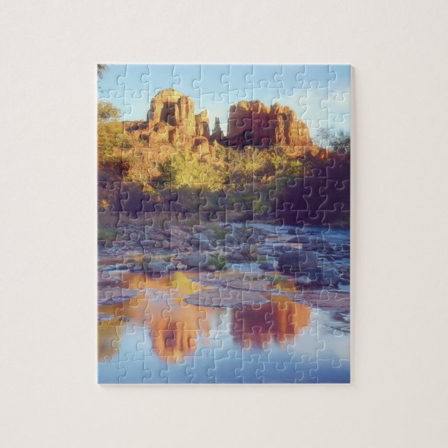 Puzzle EE. UU., Arizona, Sedona. Cathedral Rock reflejand (Vertical)