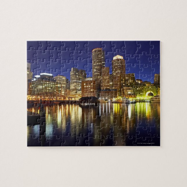 Puzzle EE.UU., Boston, ciudad por la noche (larga (Horizontal)