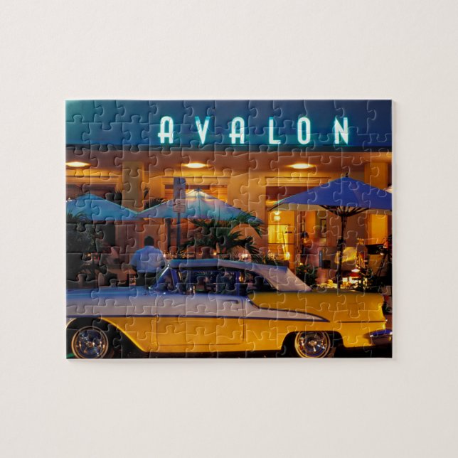 Puzzle EE. UU., FL, Miami, South Beach de noche. (Horizontal)