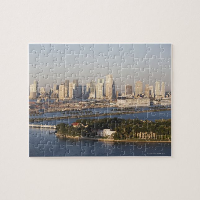 Puzzle EE.UU., Florida, Miami, Cityscape con litoral (Horizontal)