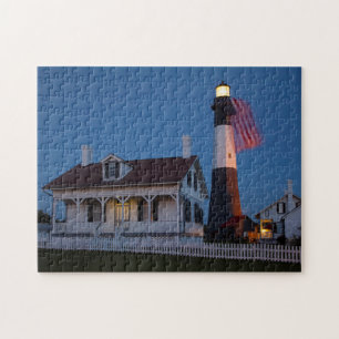 Puzzle EE. UU., Georgia, Isla Tybee, Bandera ondeando