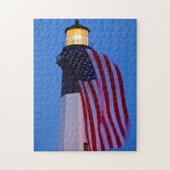 Puzzle EE. UU., Georgia, Isla Tybee, Bandera ondeando 2 (Vertical)