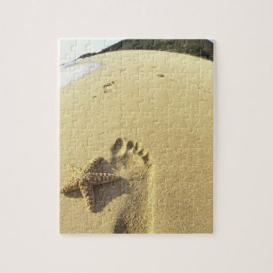 Puzzle EE. UU., Hawái, Maui, Makena Beach, Huella y
