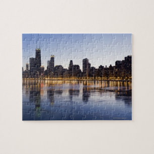 Puzzle EE.UU., Illinois, Chicago, City skyline sobre el l