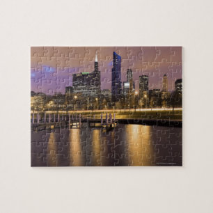 Puzzle EE.UU., Illinois, Chicago, City skyline y marina