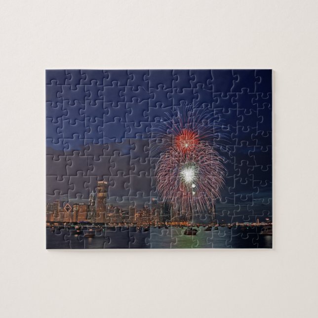 Puzzle EE. UU., Illinois, Chicago, fuegos artificiales de (Horizontal)