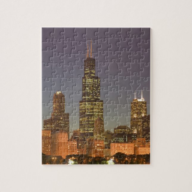 Puzzle EE. UU., Illinois, Chicago: horizonte de la ciudad (Vertical)