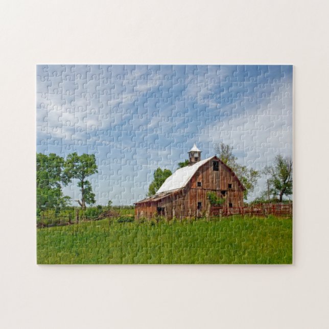 Puzzle EE. UU., Kansas. Viejo granero rojo (Horizontal)