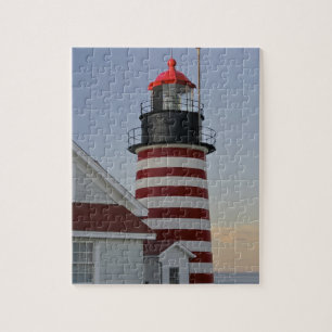Puzzle EE. UU., Maine, Lubec. Faro de West Quoddy Head,