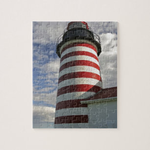 Puzzle EE. UU., Maine, Lubec. Faro de West Quoddy Head