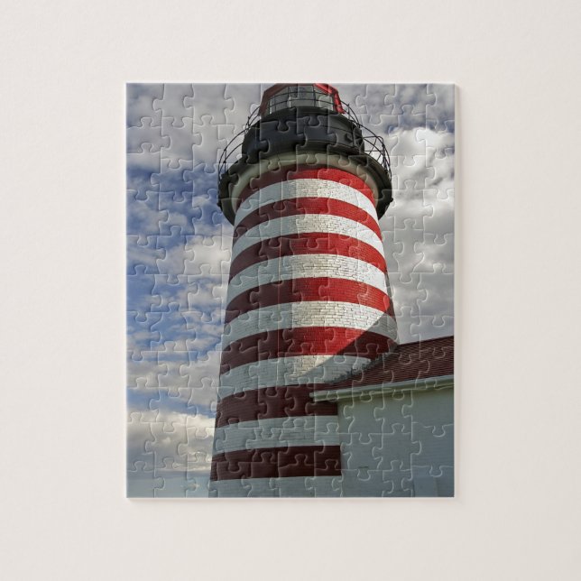 Puzzle EE. UU., Maine, Lubec. Faro de West Quoddy Head (Vertical)