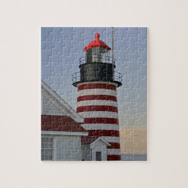 Puzzle EE.UU., Maine, Lubec. Faro West Quoddy Head, (Vertical)