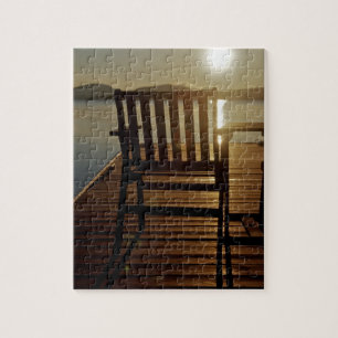 Puzzle EE. UU., Maine, Rockwood. Una silla con vista a