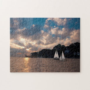 Puzzle EE. UU., Massachusetts. Vela al atardecer