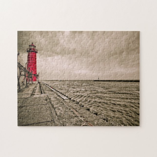 Puzzle EE.UU., Michigan, faro de Grand Haven (Horizontal)