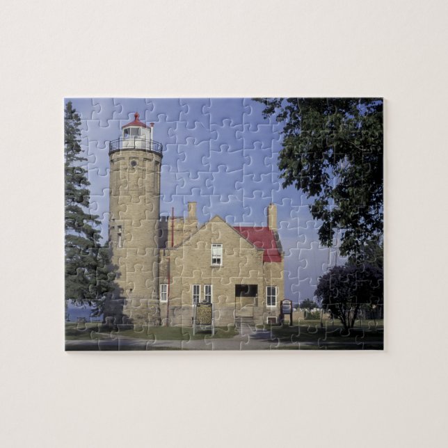 Puzzle EE. UU., Michigan Faro de Old Mackinac Point (Horizontal)