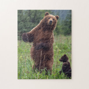 Puzzle EE. UU., sureste de Alaska, oso pardo y cría