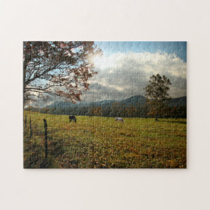 Puzzle EE. UU., Tennessee. Caballos en el valle de Cades