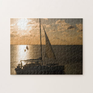 Puzzle EE. UU., Texas, Isla de South Padre. Barco de vela