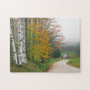 Puzzle EE.UU., Vermont. Casa De Azúcar Cerca De La Ciuda