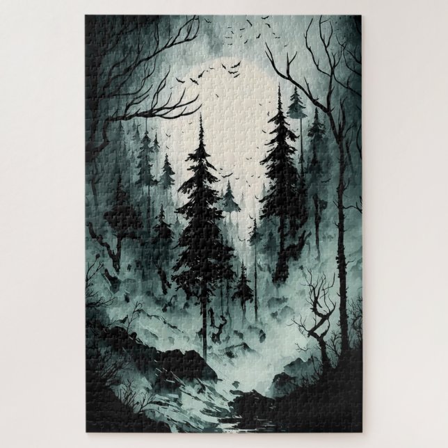 Puzzle Eerie Black and White Forest Adults 1000 Piece (Vertical)