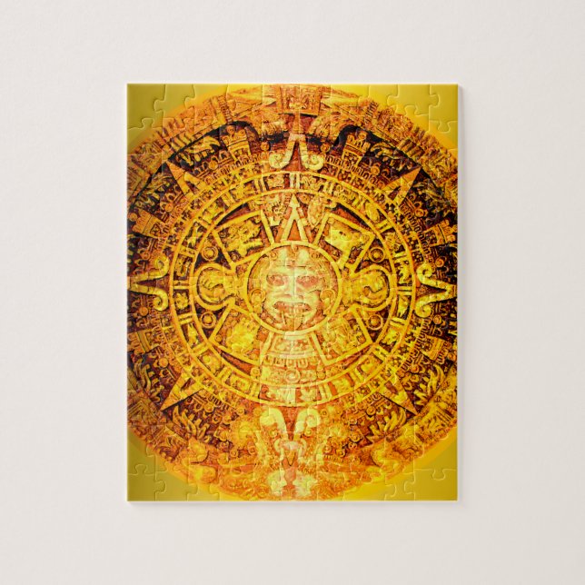 Puzzle Efecto de oro del calendario azteca (Vertical)