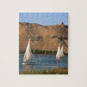 Puzzle Egipto, Asuán, Río Nilo, veleros Felucca,