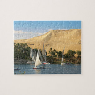 Puzzle Egipto, Asuán, río Nilo, veleros Felucca, 2