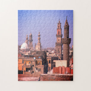 Puzzle Egipto, techos de El Cairo, minaretes de la ciudad