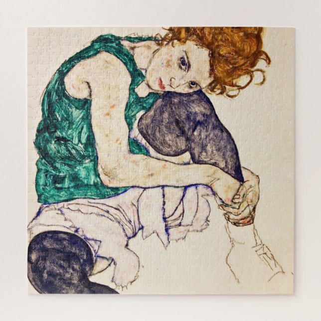 Puzzle Egon Schiele - mujer asentada con las piernas (Vertical)