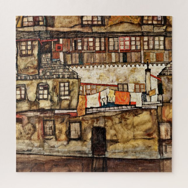 Puzzle Egon Schiele - pared de la casa en el río (Vertical)