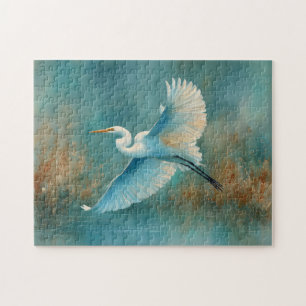 Puzzle Egreda blanco en acuarela