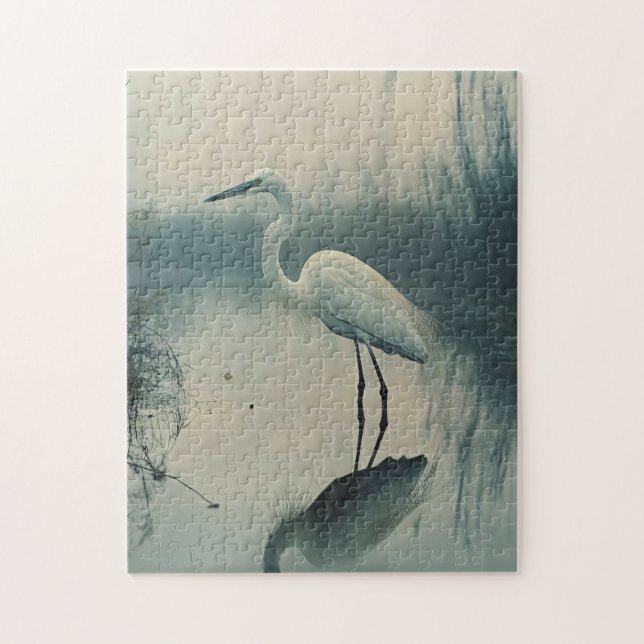 Puzzle Egret in the Mist (Vertical)