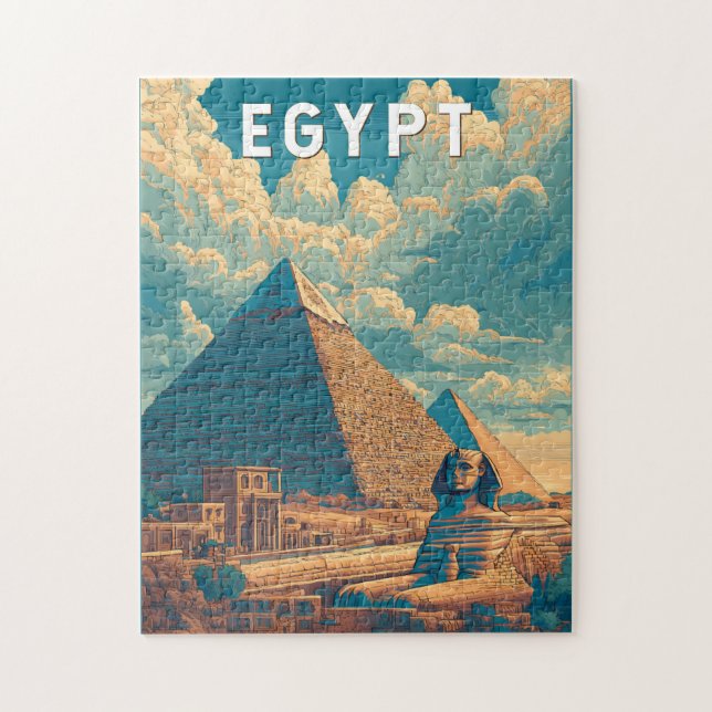 Puzzle Egypt Illustration Travel Art Vintage (Vertical)