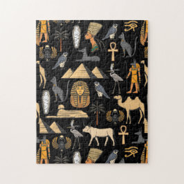 Puzzle Egyptian Hieroglyphic Symbol Pattern Background