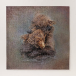 Puzzle El abrazo del oso arte animal contemporáneo pastel